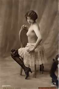 Pretty Stockings On A Topless Vintage Lady